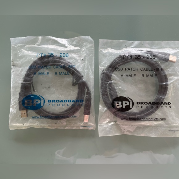 Two 6ft USB 2.0 A-B Male EtherNet Network Router Patch Cable Cord Wire 35-206 - Picture 2 of 4